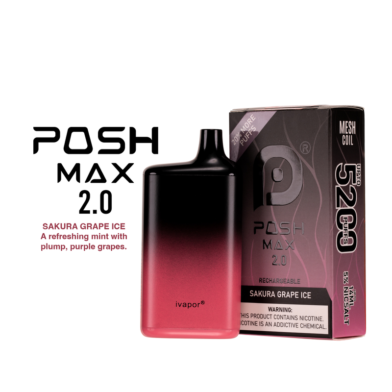 Posh Max 2.0 Sakura Grape Ice Disposable Vape 1ct