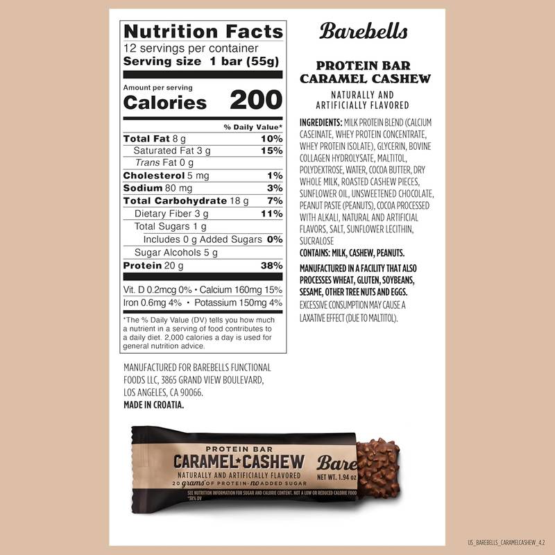 Barebells Caramel Cashew Protein Bar Case 12ct