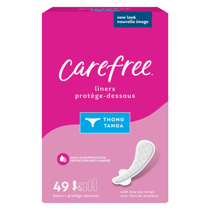 Carefree Thong Panty Liners, Unscented 49ct