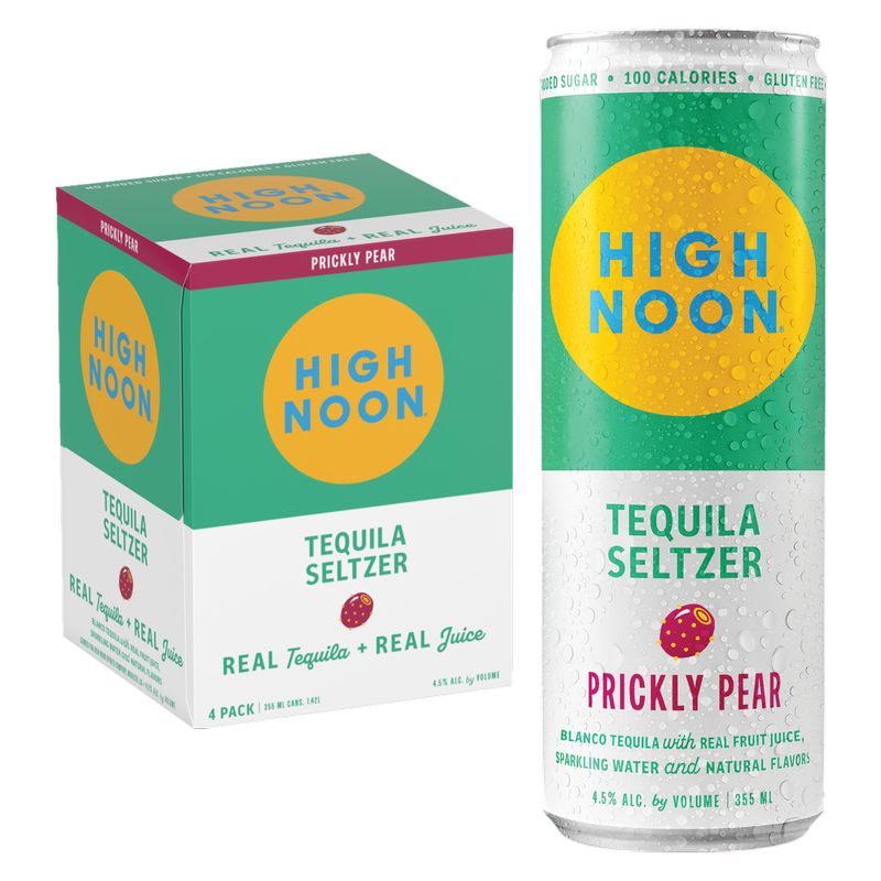 High Noon Prickly Pear Tequila Seltzer 4pk 12oz Cans