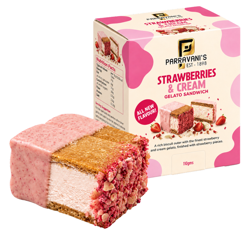 Parravani's Strawberries & Cream Gelato Sandwich, 110g