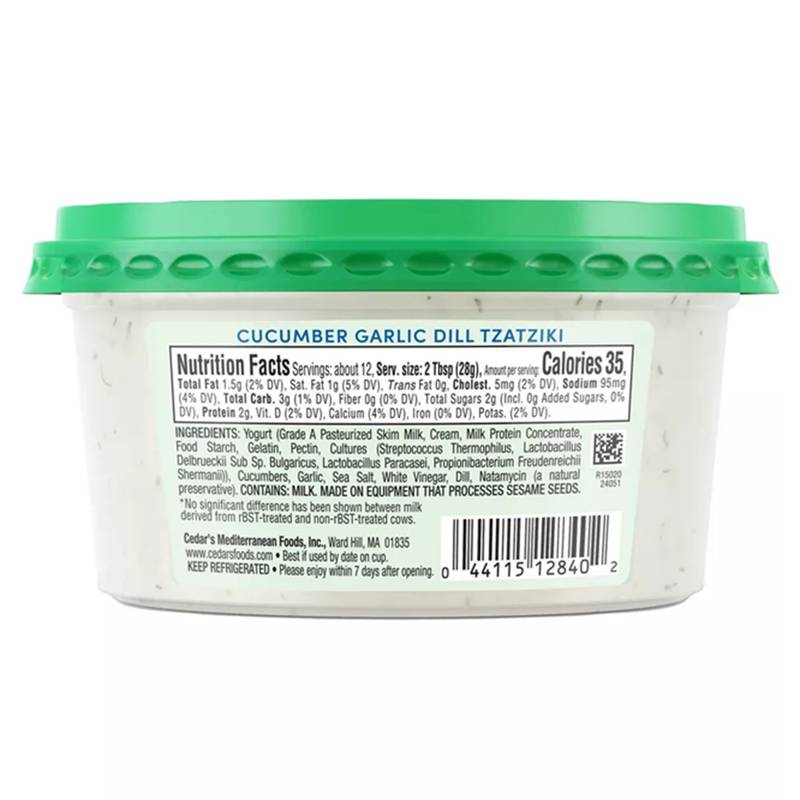 Cedar's Cucumber Garlic Dill Tzatziki 12 oz 