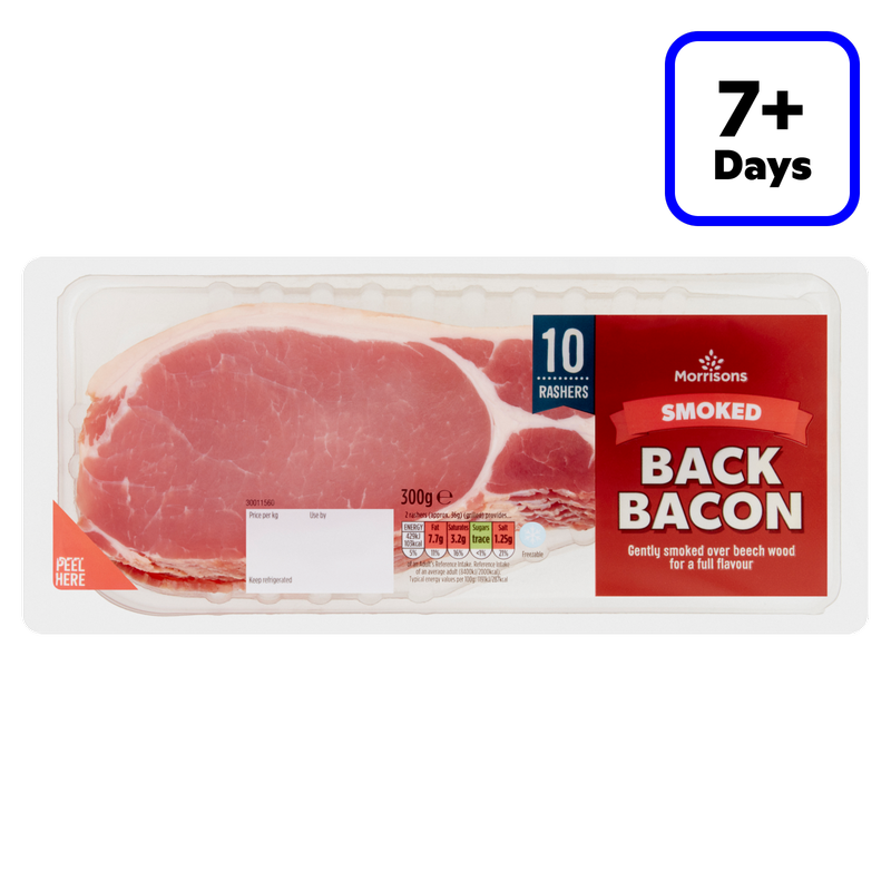 Morrisons 10 Smoked Back Bacon Rashers, 300g