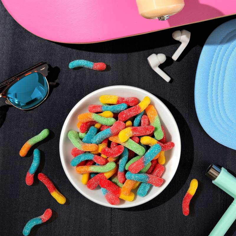 Trolli Sour Brite Crawlers, Candy, Cherry-Lemon, Strawberry-Grape & Orange-Lime, Sweet and Sour, 5 oz