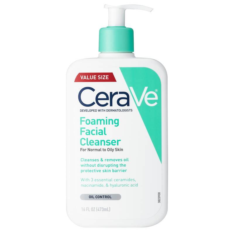 CeraVe Foaming Face Wash with Hyaluronic Acid and Niacinamide for Oily Skin - 16 Fl Oz