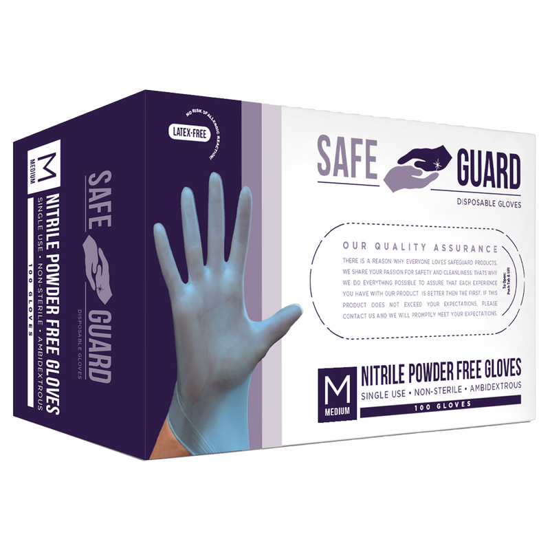 Safeguard Blue Nitrile Medium Gloves 100ct