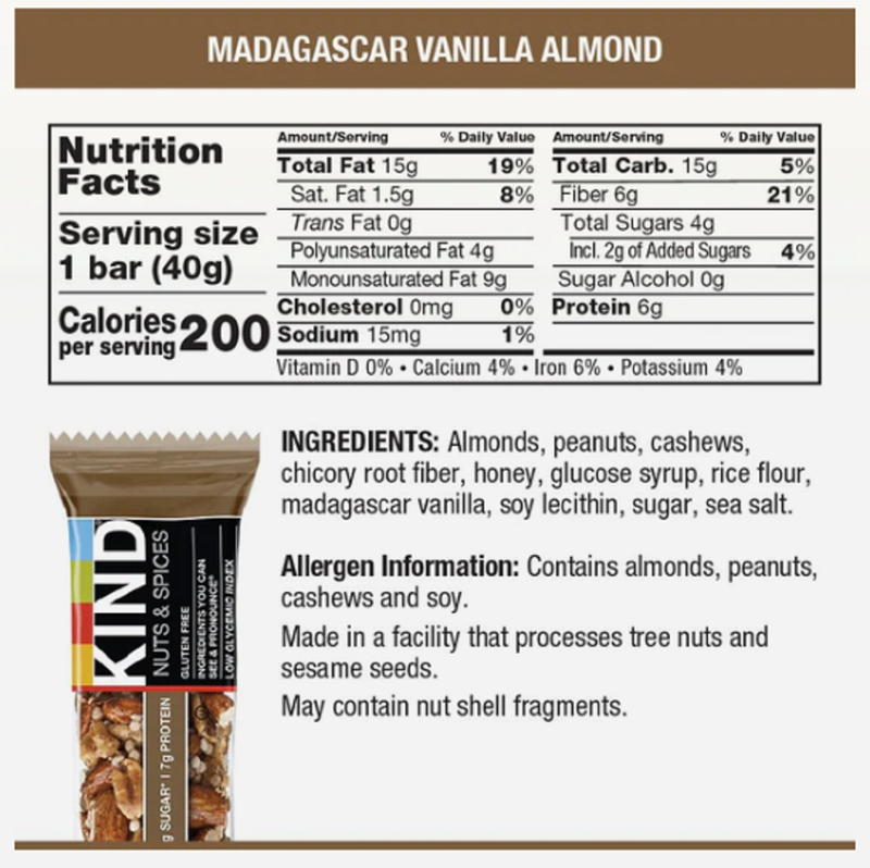 KIND Madagascar Vanilla Almond Bar 1.4oz