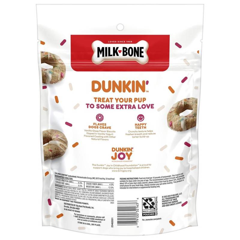 Milk-Bone Dunkin Donut Vanilla Glaze Flavor Dipped Dog Treat, 8oz. 