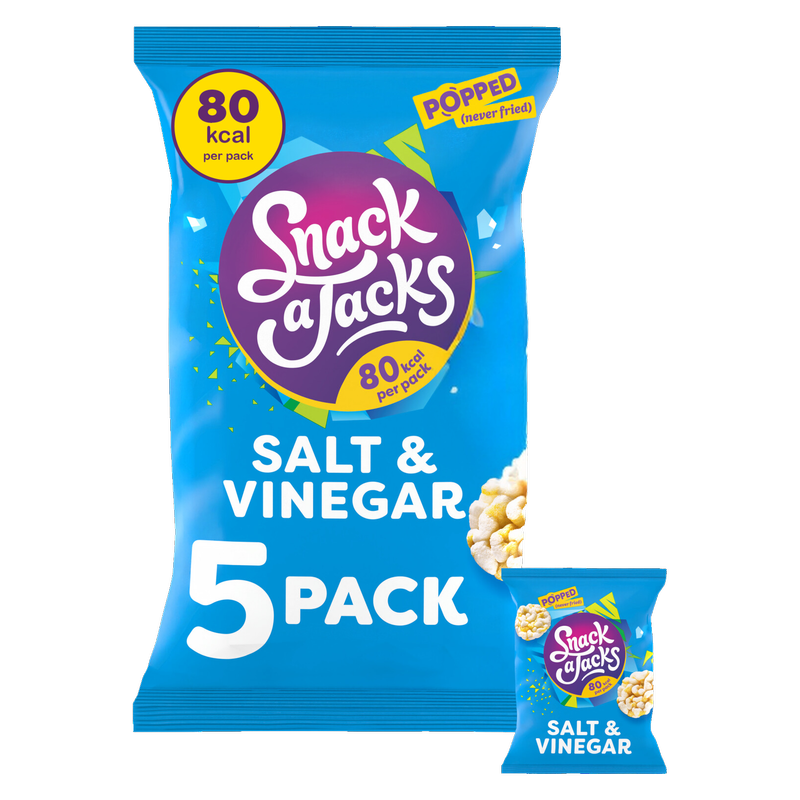 Snack A Jacks Salt & Vinegar Rice Cakes Crisps, 5 x 19g