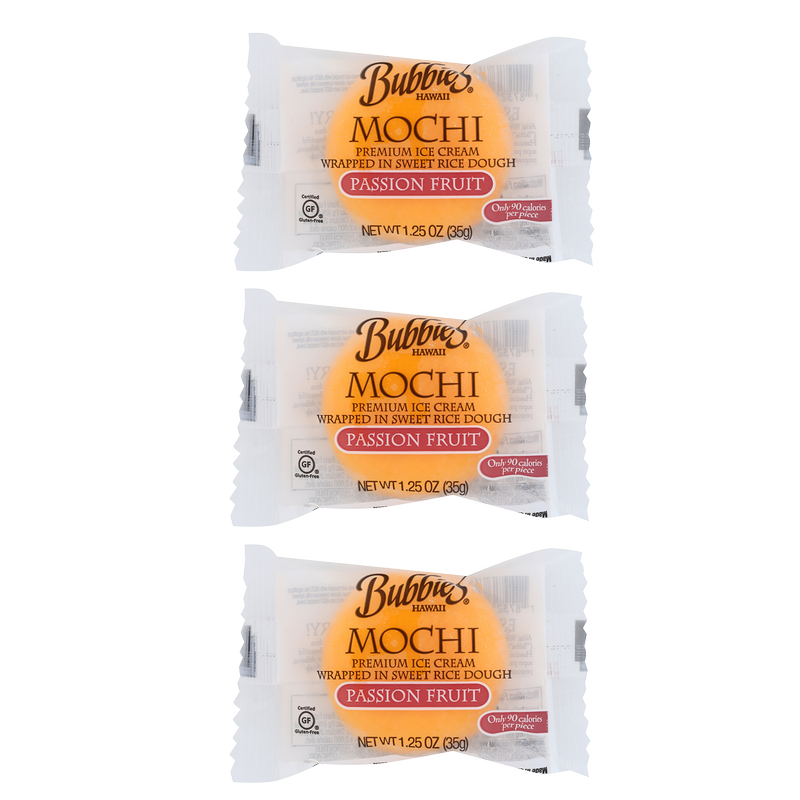 3ct Bubbies Hawaii Passion Fruit Mochi Ice Cream Individually Wrapped