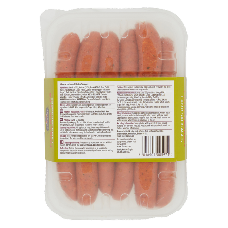 Shazan Firecracker Lamb Sausages, 300g
