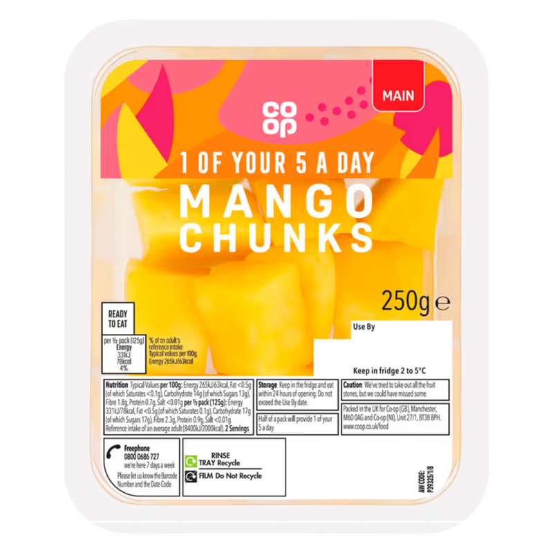 Co-op Prepared Mango Chunks, 250g