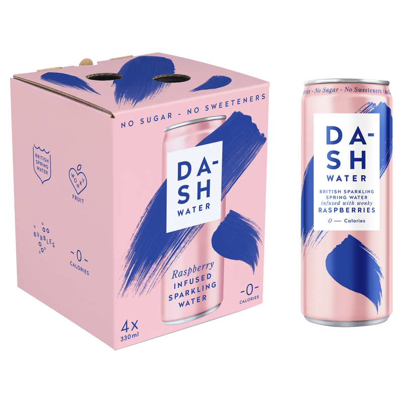 Dash Sparkling Raspberry Water, 4 x 330ml