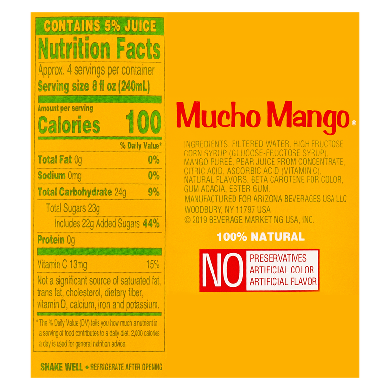 AriZona Mucho Mango Juice 34oz Btl