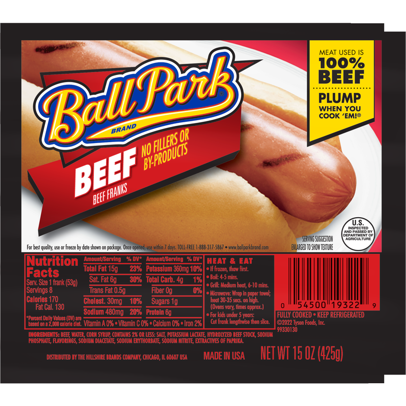 Ball Park All Uncured Beef Hot Dogs - 8ct /15oz