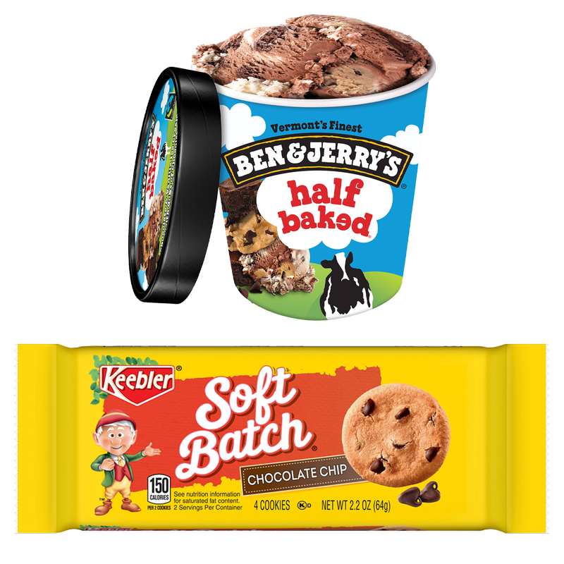 Ben & Jerry's Half Baked Pint & Keebler Soft Batch Chocolate Chip Cookies 2.2oz