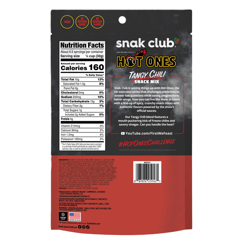 Snak Club Hot Ones Tangy Chili Snack Mix, 4.5oz
