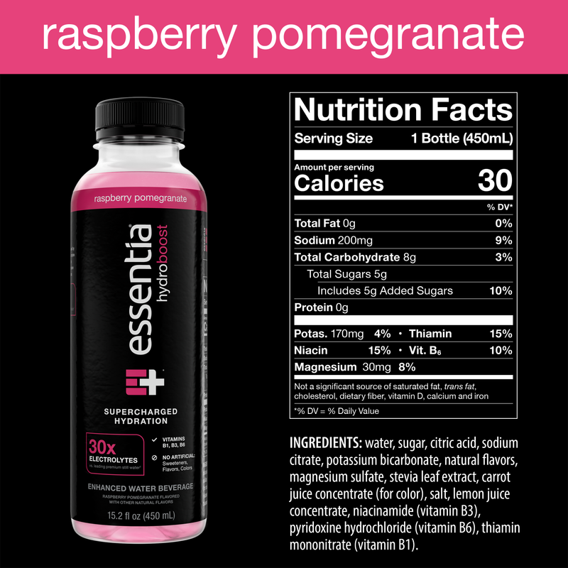 Essentia Hydroboost Raspberry Pomegranate 12pk 15.2oz Bottle