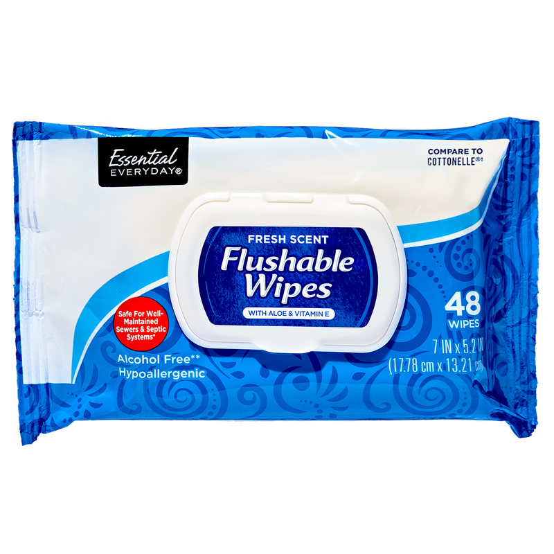 Essential Everyday Flushable Wipes 96ct