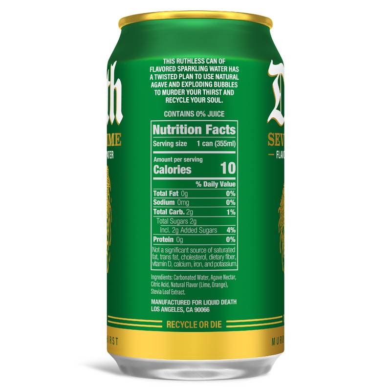 Liquid Death Severed Lime Agua Mineral con Gas, paquete de 6 latas de 12 oz
