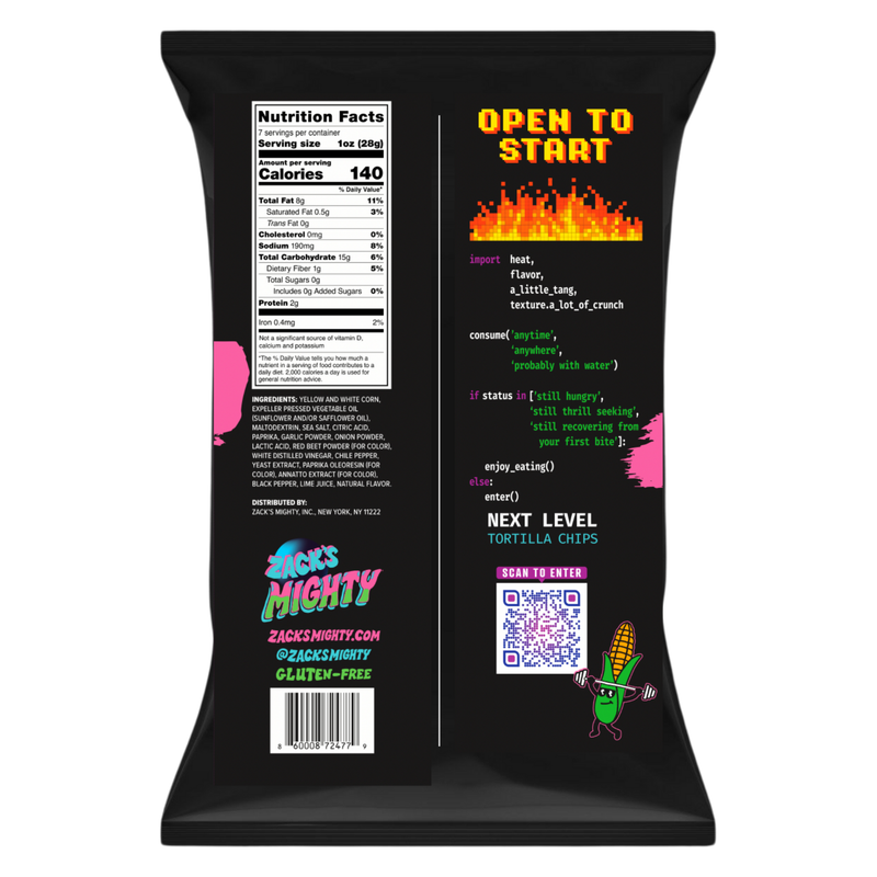 Zack's Mighty Chile Lime Rolled Tortilla Chips 7oz
