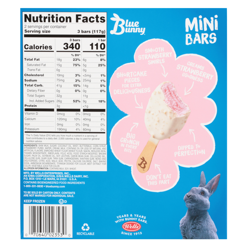 Blue Bunny Strawberry Shortcake Mini Bars 6ct 