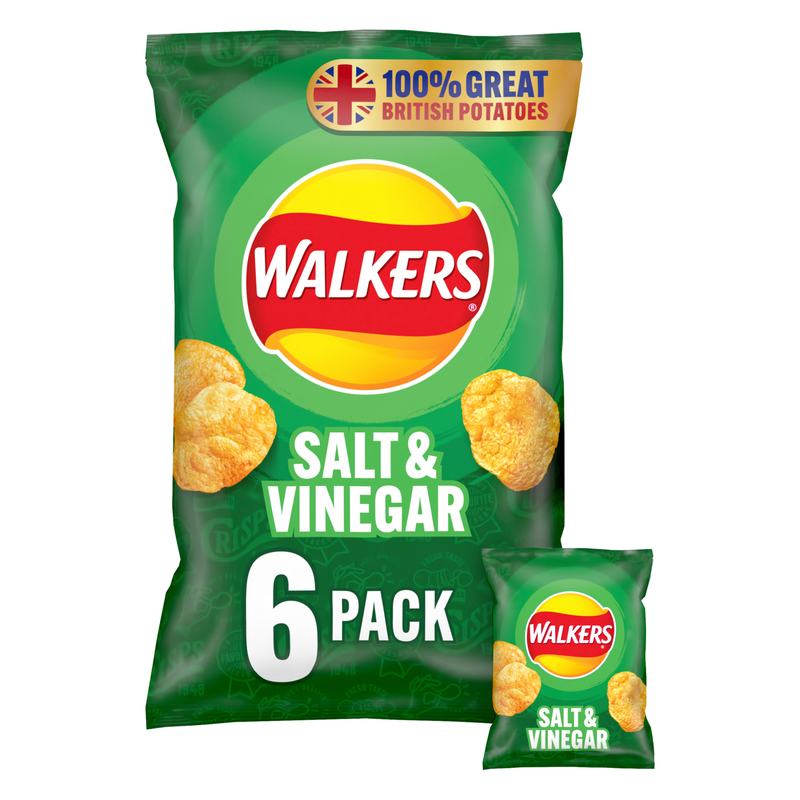Walkers Salt & Vinegar, 6 x 25g