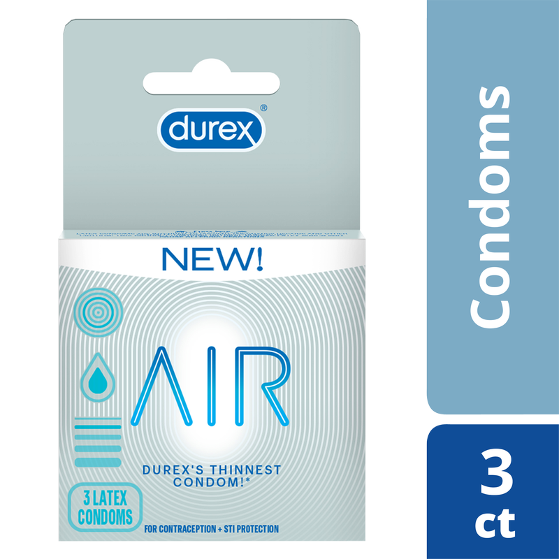 Durex Air Extra Thin Transparent Natural Rubber Latex Condoms 3ct