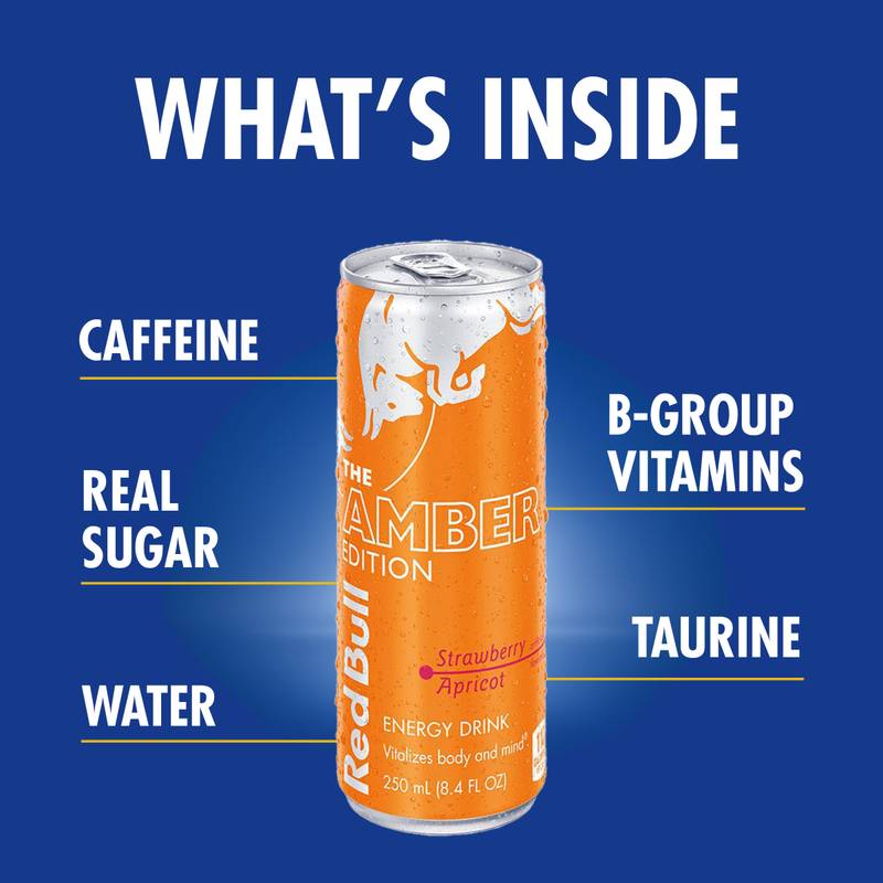 Red Bull Energy Drink The Amber Edition Strawberry Apricot 12oz Can