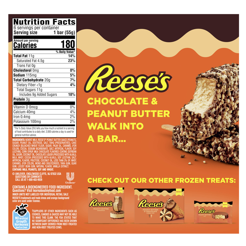 Reese's Peanut Butter Frozen Dairy Dessert Bar 6 ct