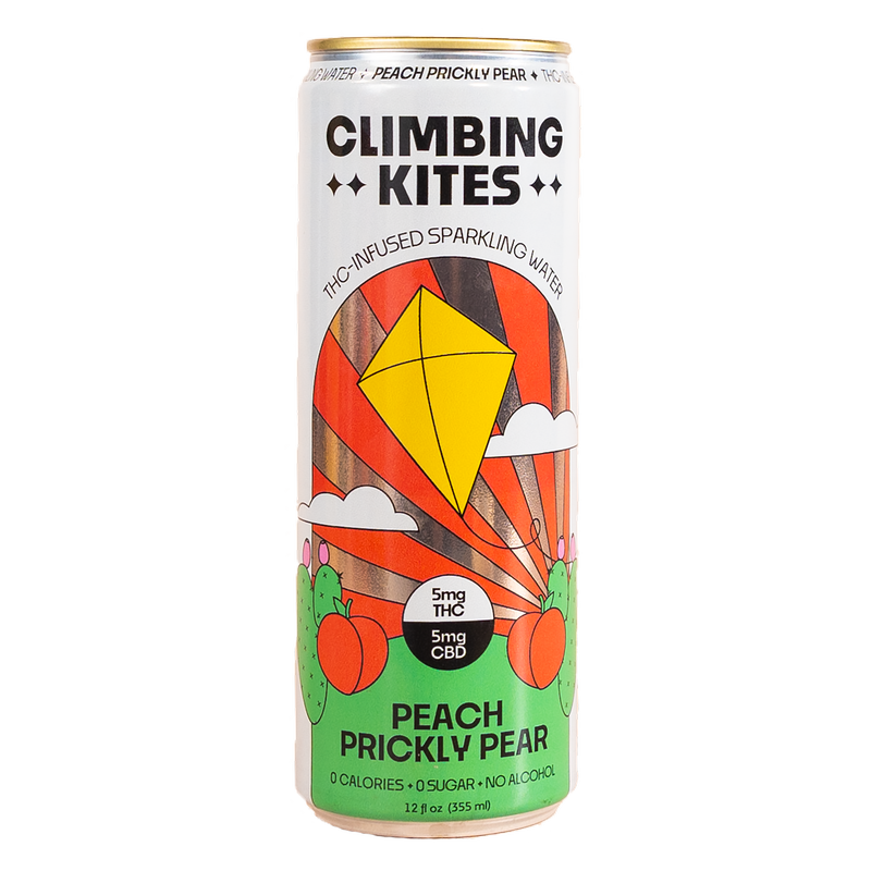 Climbing Kites Peach Prickly Pear 5mg THC Sparkling Water 4pk 12oz Can- XL