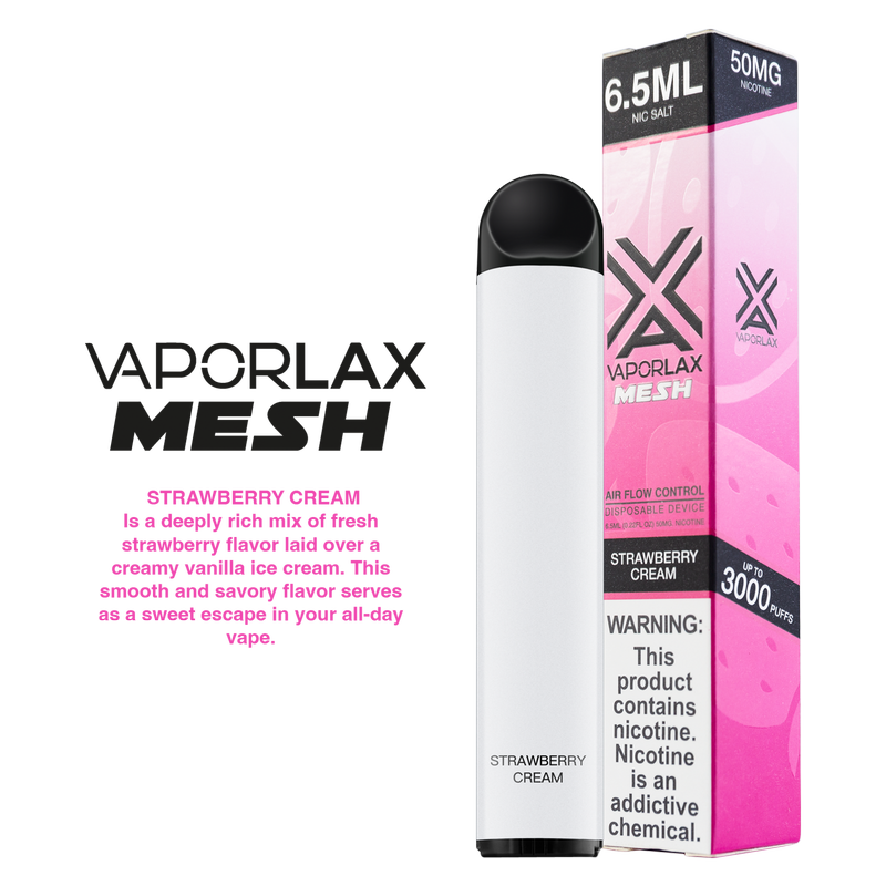 VaporLax Disposable Vape Strawberry Cream 50mg 6.5ml
