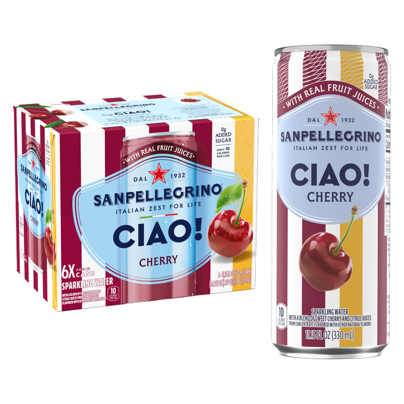 San Pellegrino Ciao! Cherry Sparkling Water 6pk 330mL Can