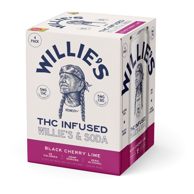 Willie's Remedy 5mg THC Black Cherry Lime Seltzer 4pk 12oz Can