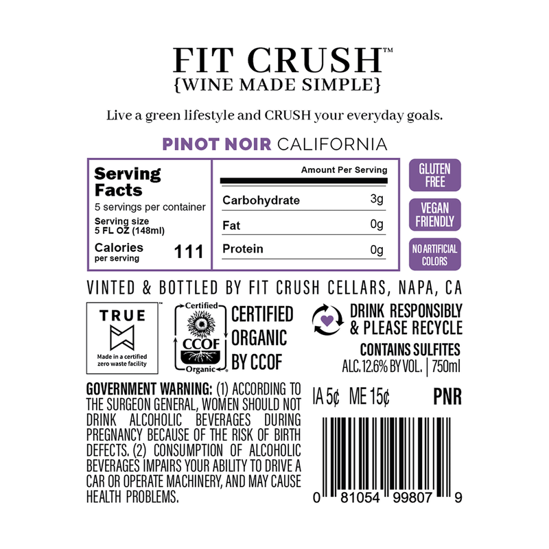 Fit Crush Organic Pinot Noir (750 ML)
