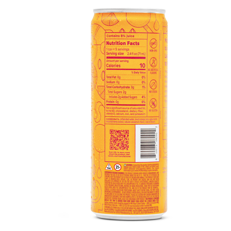 Cann Blood Orange Cardamom 5mg THC 10mg CBD Seltzer 4pk 12oz Can