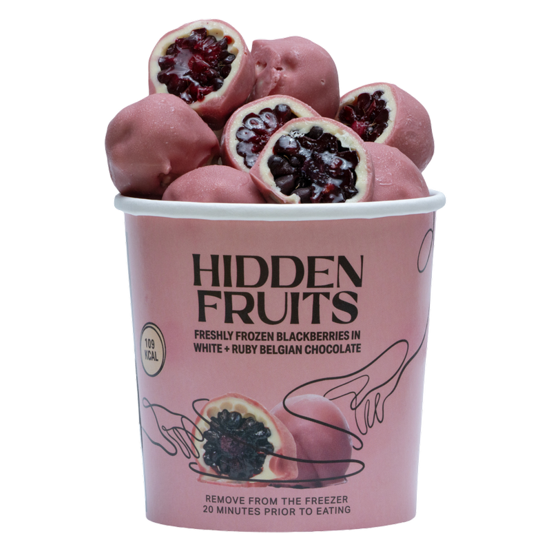 Hidden Fruits White & Ruby Belgian Chocolate Coated Blackberries, 150g