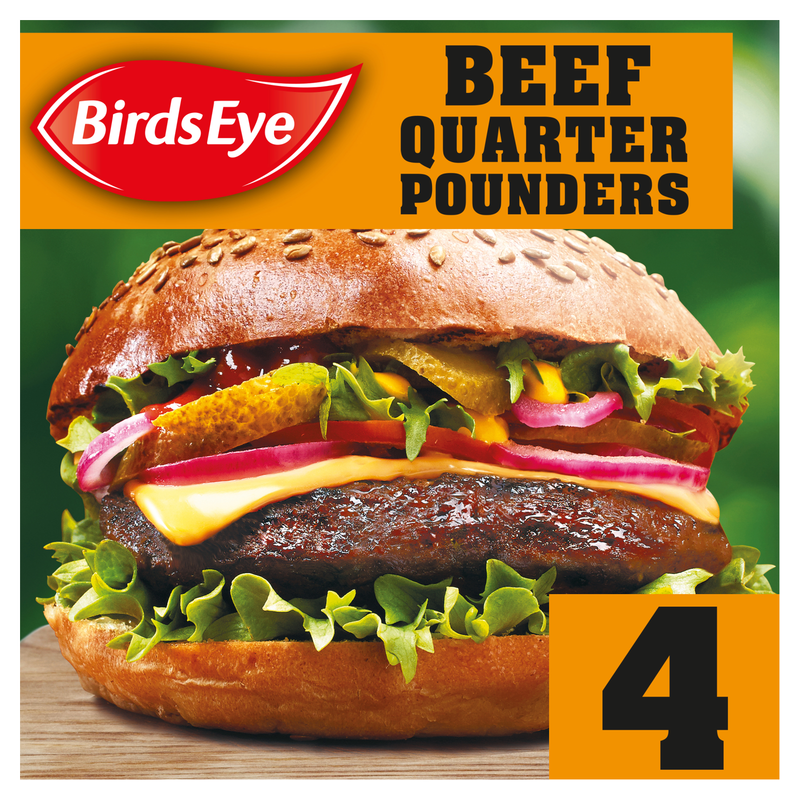 Birds Eye 4 Original Beef Quarter Pounders Burgers with Onion, 454g