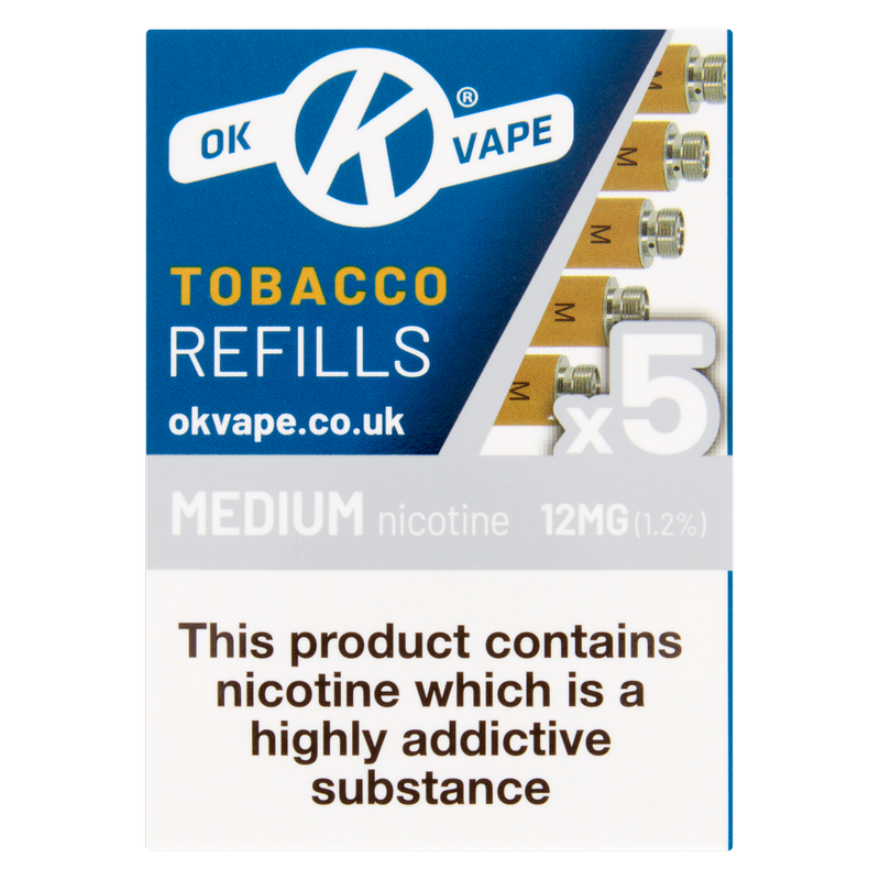 OK Vape Tobacco Refills Medium 12mg, 5pcs