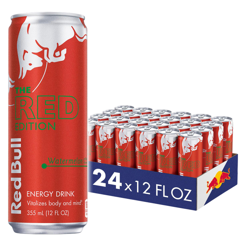 Red Bull Sugar Free Red Edition Watermelon Energy Drink 24 pack 12oz Can Bundle