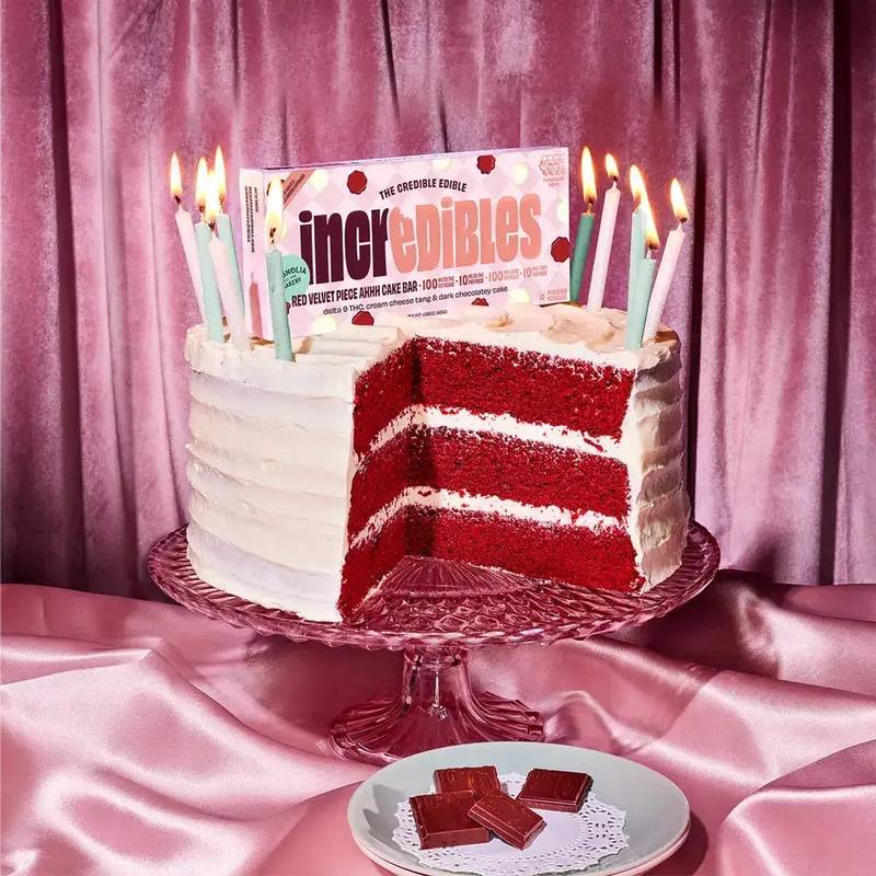 incredibles Red Velvet Magnolia Bakery Piece Ahhh Cake Chocolate Bar, 10mg D9 THC, 10pc