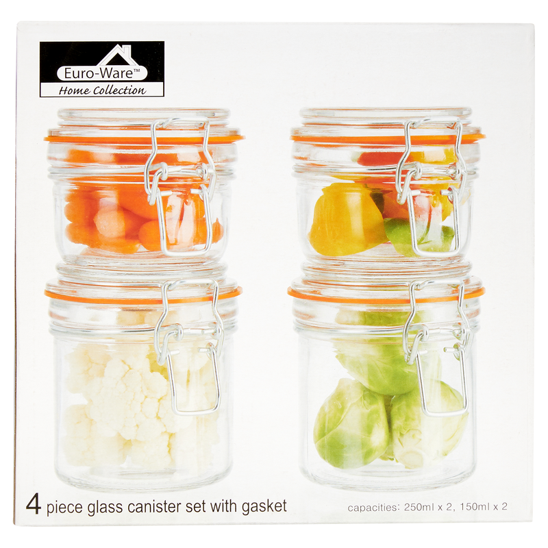 Euro-Ware Glass Canister Set with Gasket 4ct
