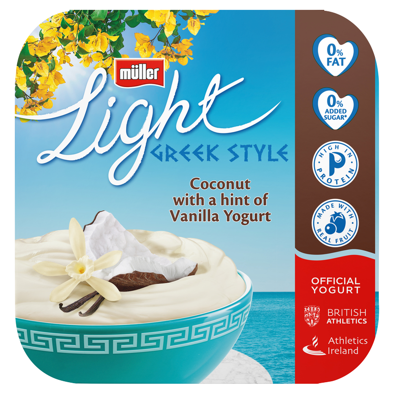 Muller Light Greek Style Coconut With Vanilla Yogurt, 4 x 115g