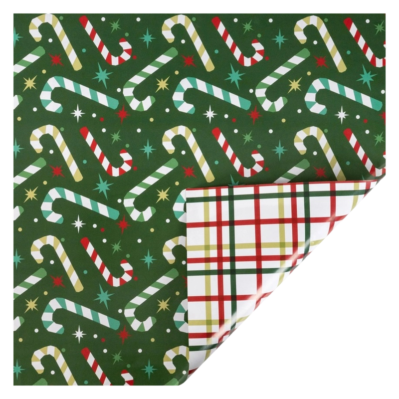 Holiday Reversible Wrapping Paper, Be Merry Candy Stripe/White Polka Dot, 30" X 10' 