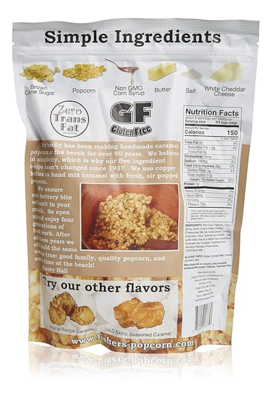 Fisher's Popcorn Caramel Popcorn Dusted w/ White Cheddar, 10oz