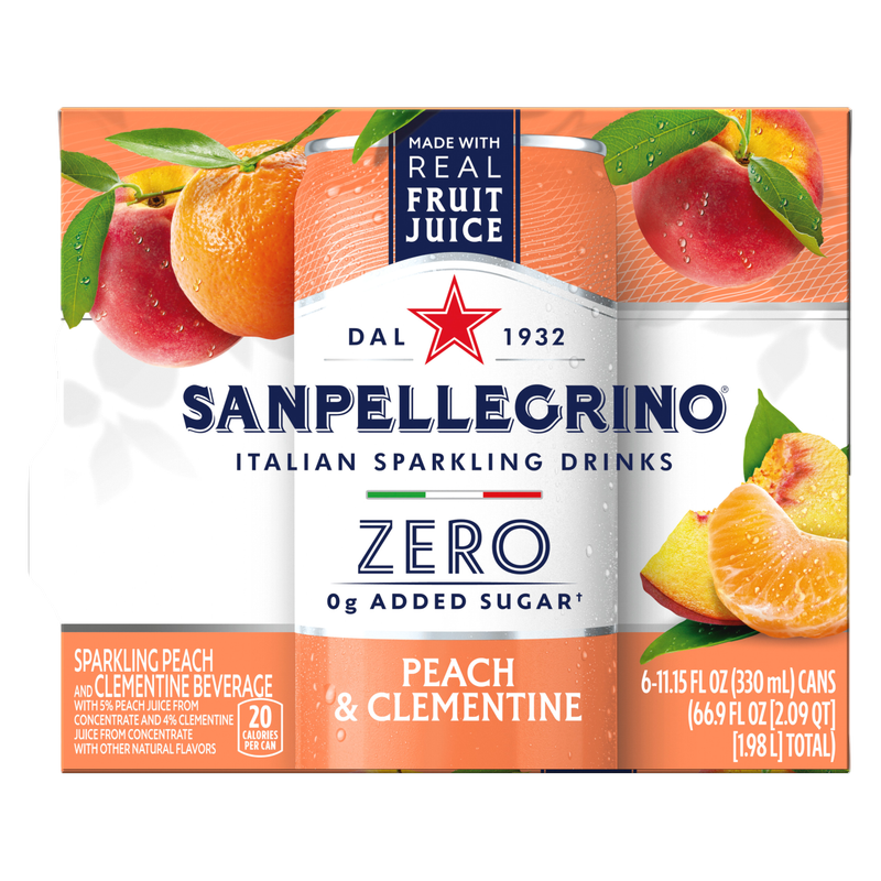 San Pellegrino Zero Sugar Peach & Clementine Italian Sparkling Drink