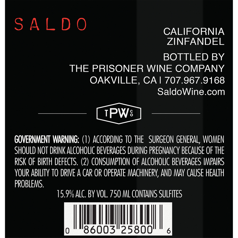 Saldo Zinfandel by The Prisoner Wine Company 750ml