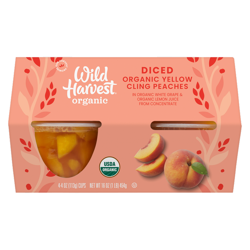 Wild Harvest Organic Diced Peaches in Juice 4oz (4 Pack)
