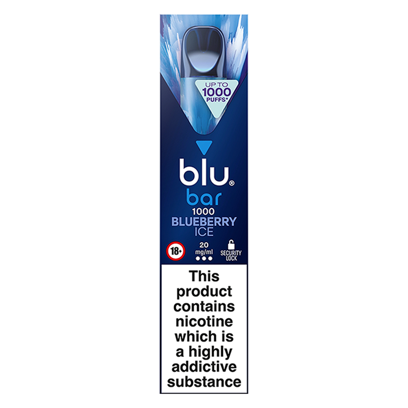 Blu Bar 1000 Blueberry Ice Disposable Vape 20mg/ml, 1pcs