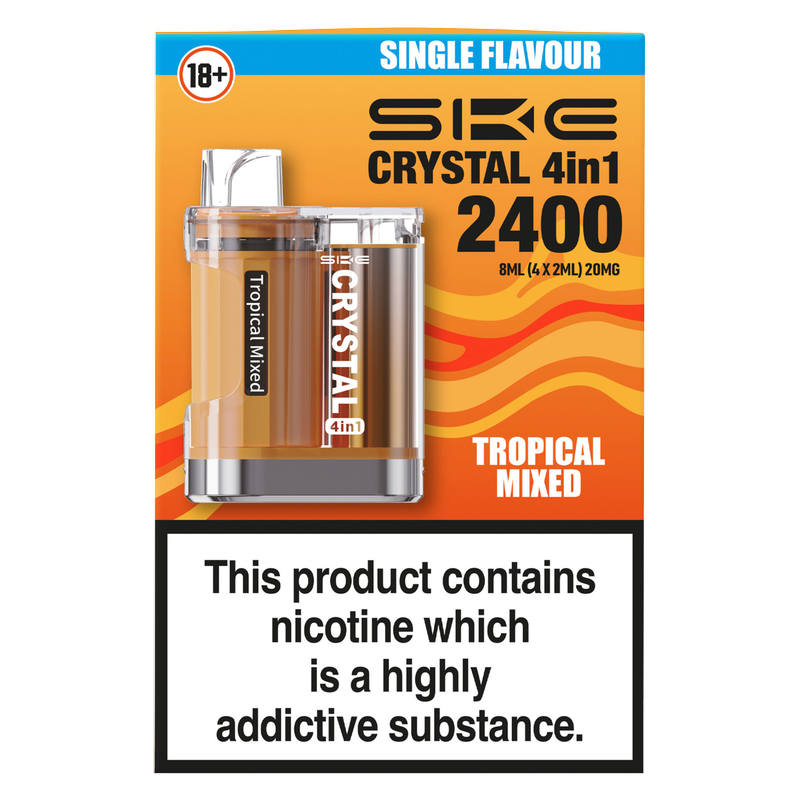 SKE Crystal 4in1 Prefilled Pod Vape Kit Tropical Mixed 20mg/ml, 4 x 2ml